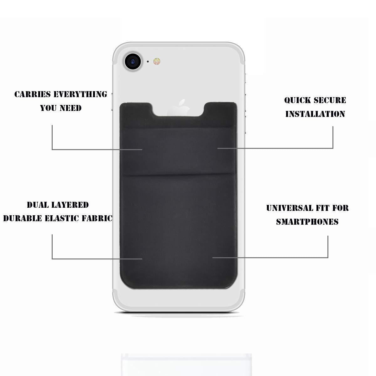 Black Lycra Adhesive Cell Phone Card Holder