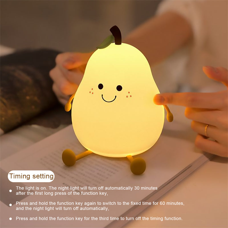 Cute Silicon Pear Fruit USB Rechargeable Night Light