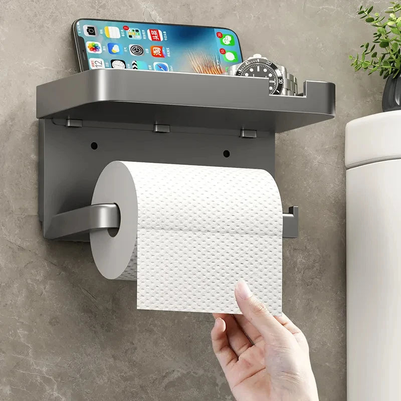 Multipurpose Wall Rack Toilet Paper & Phone Holder