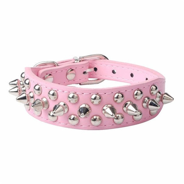 Pet Dog Supplies Leather Spiked Collar